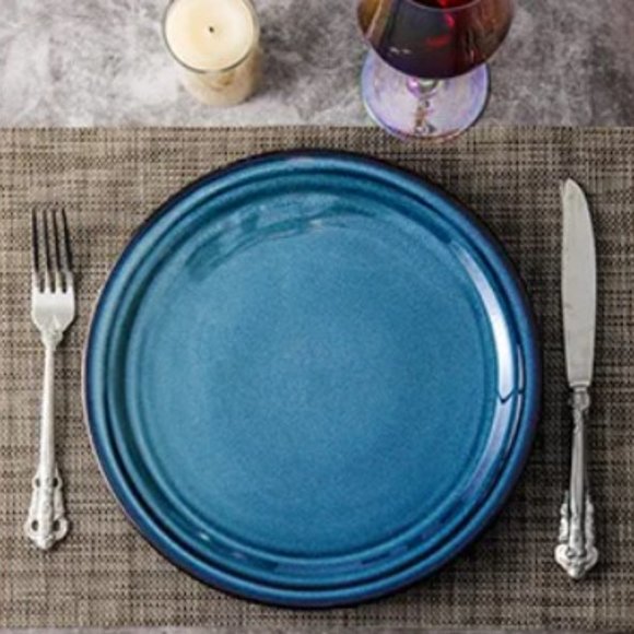 10" Ceramic Dinner Plates - Large Porcelain Dinner Plates - Set of 4 (Blue) - Picture 10 of 13